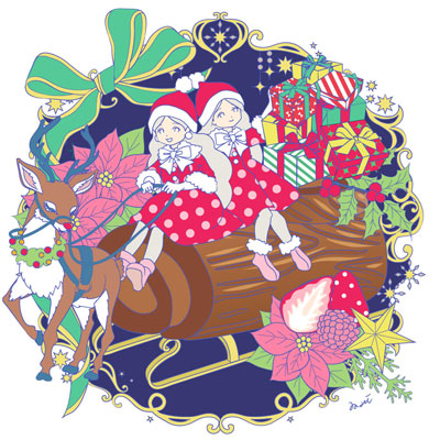 オリジナル:「花と双子と猫シリーズ 12月」